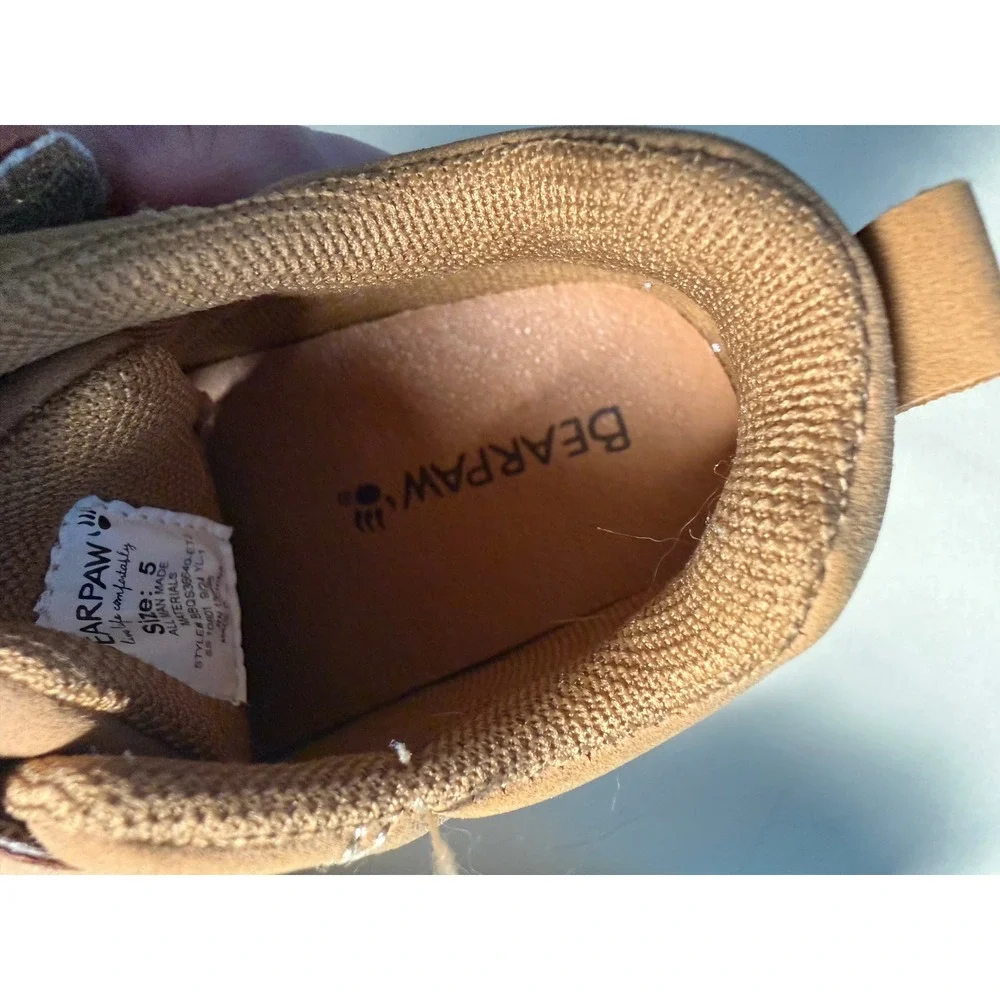 Bearpaw Toddler Boys Girls Tan Sneakers Hook Loop Strap Size 5